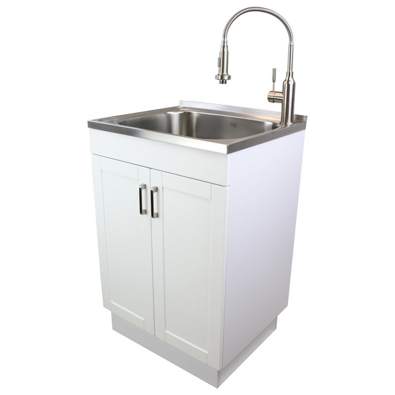 Transolid 23.6" x 19.7" Free Standing Laundry Sink with Faucet